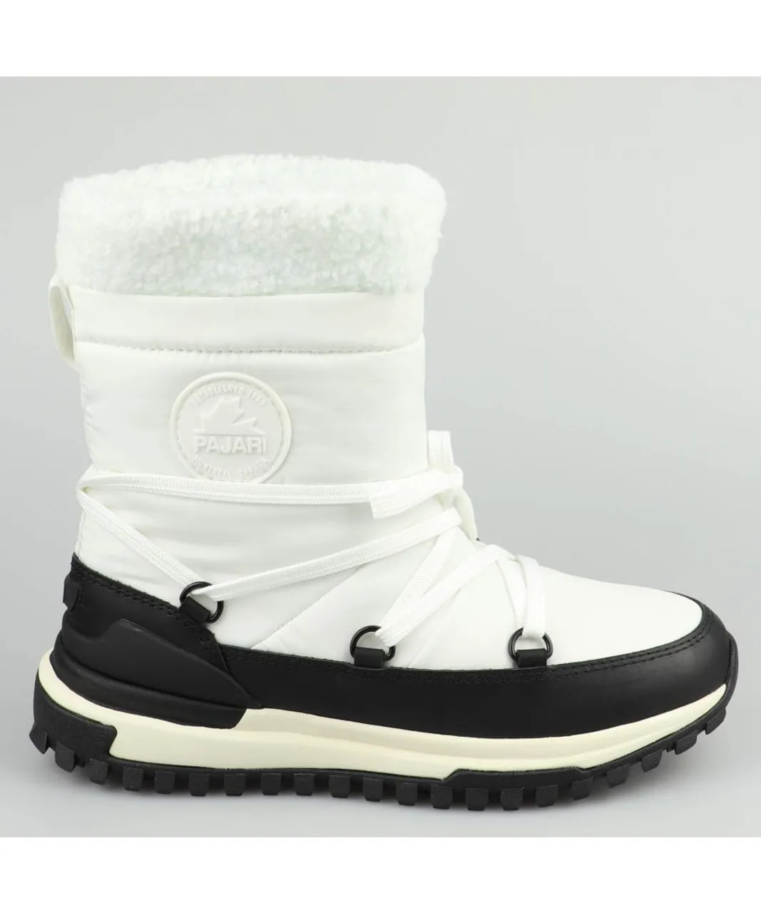Pajar Womens Fumi White-Black Snow Boot - White & Black Nylon/Nubuck