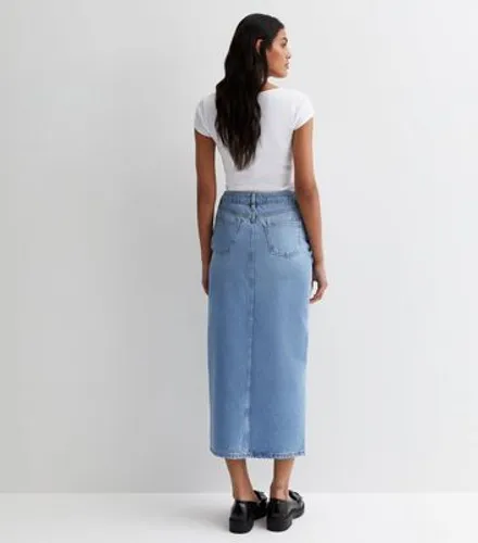 Pale Blue Denim Split Hem Maxi Skirt New Look