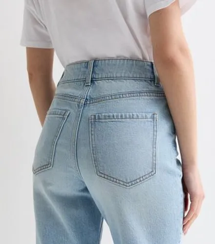 Pale Blue High Waist Ripped Knee Tori Mom Jeans New Look
