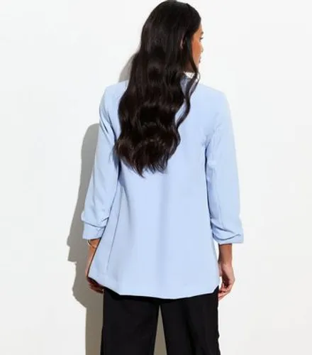 Pale Blue Ruched Sleeve Blazer New Look