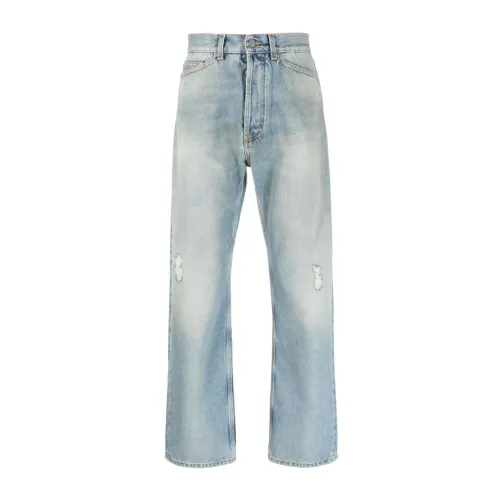 Palm Angels , 4010 Light Blue Loose 5-Pocket Denim Pants ,Blue male, Sizes: