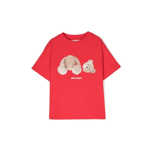 Palm Angels , Bear Motif Logo Print Crew Neck ,Red male, Sizes: