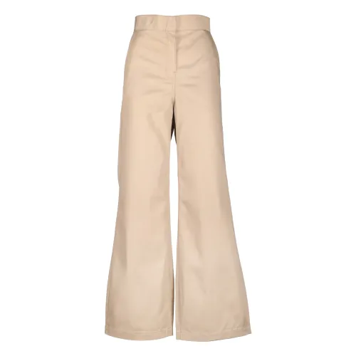 Palm Angels , Beige Trousers - Regular Fit - Suitable for Cold Weather - 65% Polyester - 35% Cotton ,Beige female, Sizes: