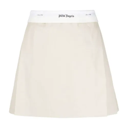 Palm Angels , Beige Wrap Skirt with Logo Detail ,Beige female, Sizes:
