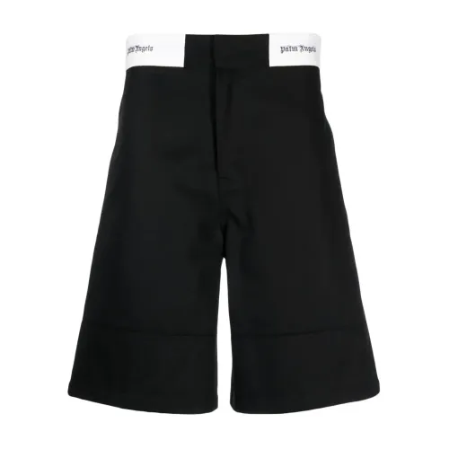 Palm Angels , Black Cargo Shorts with Wide Leg ,Black male, Sizes: