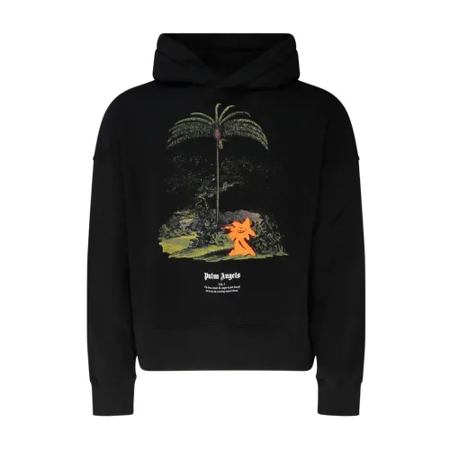 Palm Angels , Black Cotton Hoodie, Upgrade Your Streetwear Game ,Black male, Sizes: