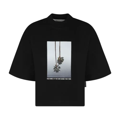 Palm Angels , Black Graphic Print T-Shirt ,Black female, Sizes:
