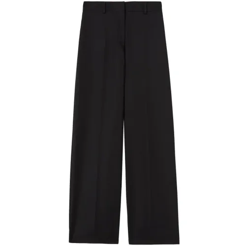 Palm Angels , Black High Waist Trousers with Grosgrain Ribbon ,Black female, Sizes: