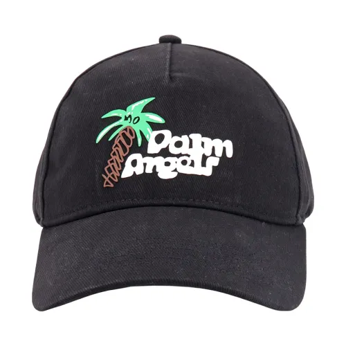 Palm Angels , Black Logo Print Adjustable Hat ,Black male, Sizes: ONE