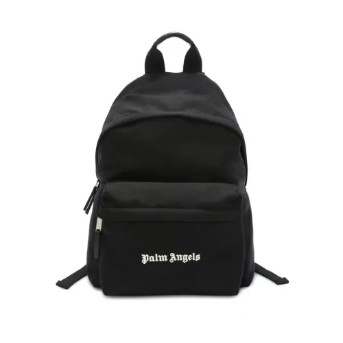 Palm Angels , Black Logo Print Backpack Italy ,Black male, Sizes: ONE SIZE