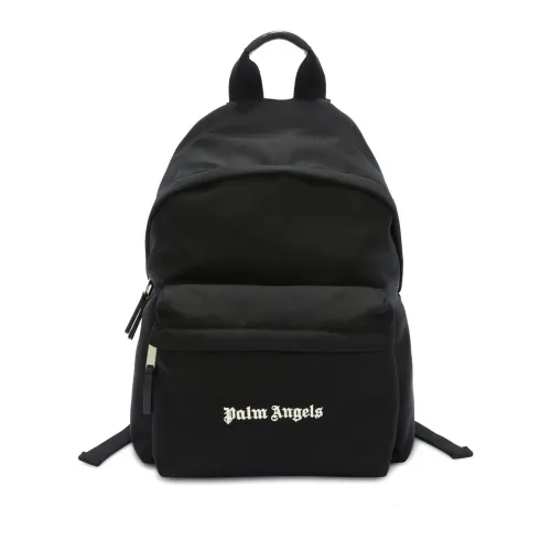 Palm Angels , Black Logo Print Fabric Backpack ,Black male, Sizes: ONE SIZE