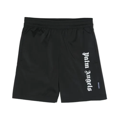 Palm Angels , Black Logo Print Shorts ,Black male, Sizes: