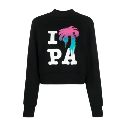 Palm Angels , Black Logo Print Sweater ,Multicolor female, Sizes: