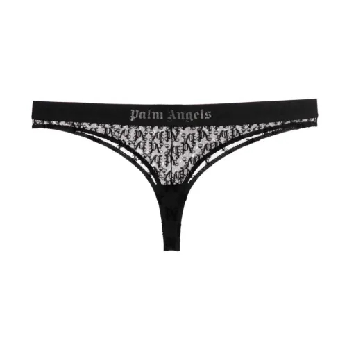 Palm Angels , Black Logo Waistband Thong Style Underwear ,Black female, Sizes: