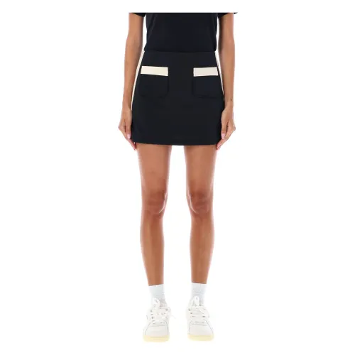 Palm Angels , Black Off White Pockets Track Mini Skirt Aw23 ,Black female, Sizes: