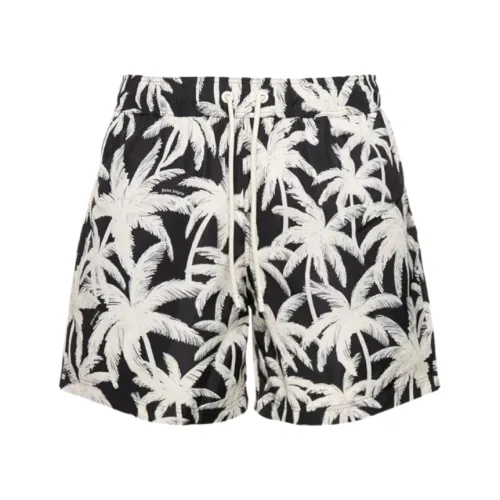 Palm Angels , Black Palm Print Swim Shorts ,Black male, Sizes: