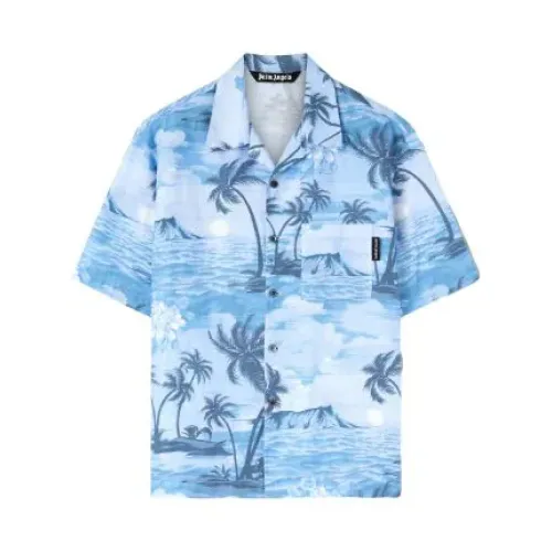 Palm Angels , Blouses Shirts ,Blue male, Sizes: