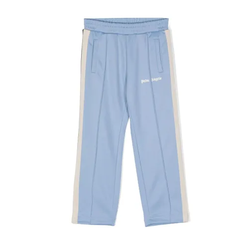 Palm Angels , Blue Cotton Trousers with Side Stripe Detailing ,Blue male, Sizes: