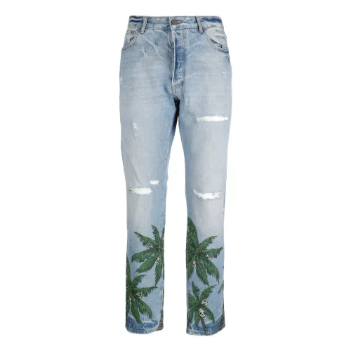 Palm Angels , Blue Jeans Trousers - Regular Fit ,Blue male, Sizes: