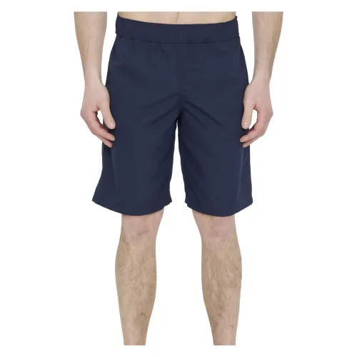 Palm Angels , Blue Overlogo Swimshorts with Palm Angels Print ,Blue male, Sizes: