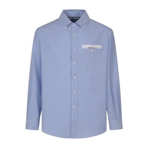Palm Angels , Blue Sartorial Tape Shirt ,Blue male, Sizes: