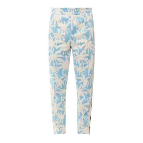 Palm Angels , Blue Sweatpants with Side Bands ,Blue male, Sizes: