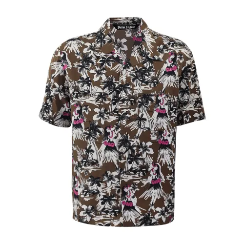 Palm Angels , Brown Hula Bowling Shirt ,Multicolor male, Sizes: