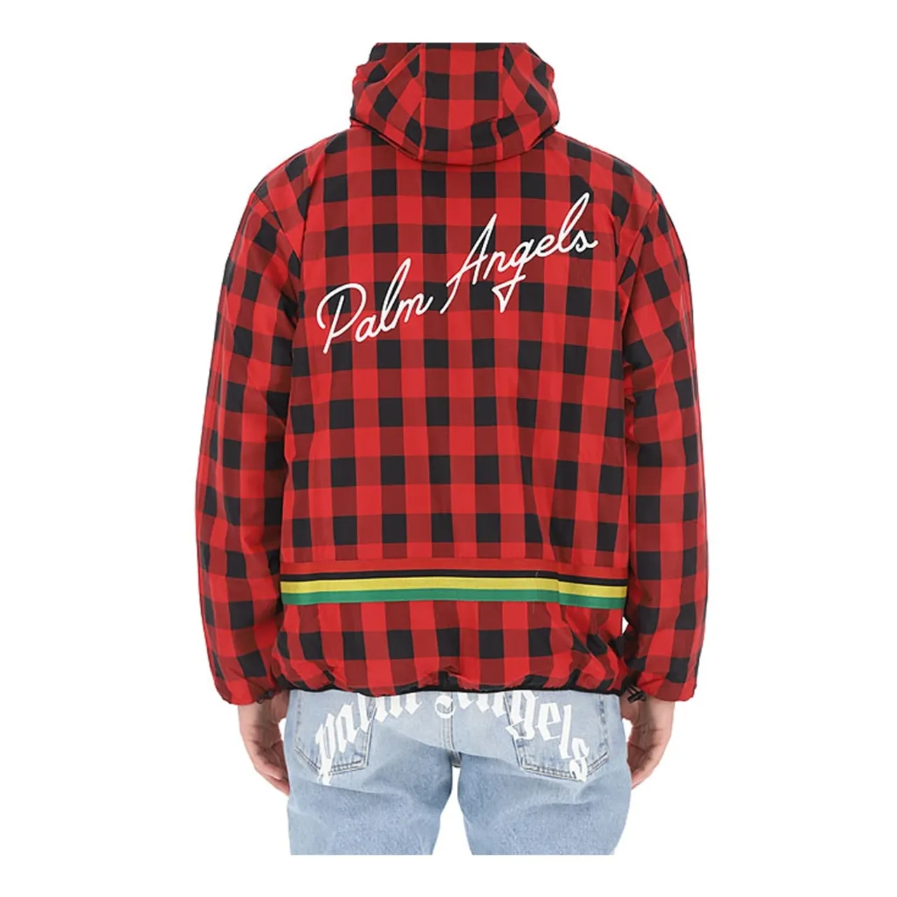 Palm Angels , Checked Windbreaker Jacket ,Red male, Sizes: