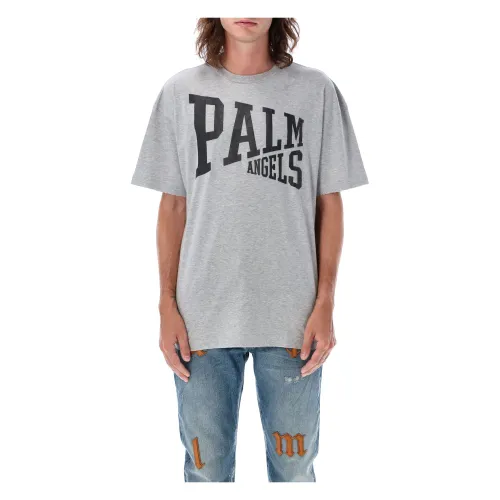 Palm Angels , College Tee T-Shirt ,Gray male, Sizes: