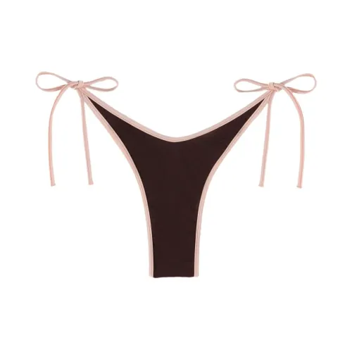 Palm Angels , Contrast-Trimmed Bikini Bottoms - Brown/Pink ,Brown female, Sizes: