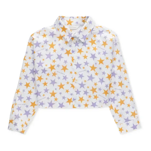Palm Angels , Contrasting Stars Cropped Shirt ,White female, Sizes: