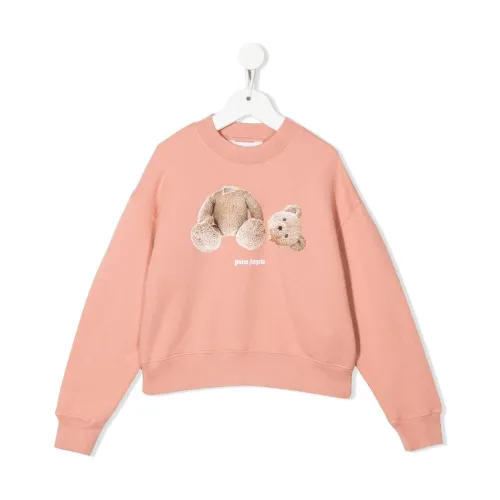 Palm Angels , Coral Pink Teddy Bear Sweatshirt ,Pink female, Sizes: