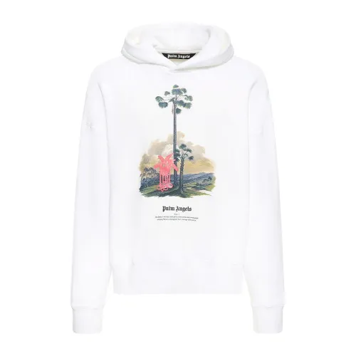 Palm Angels , Cotton Douby Lost Sweatshirt ,White male, Sizes: