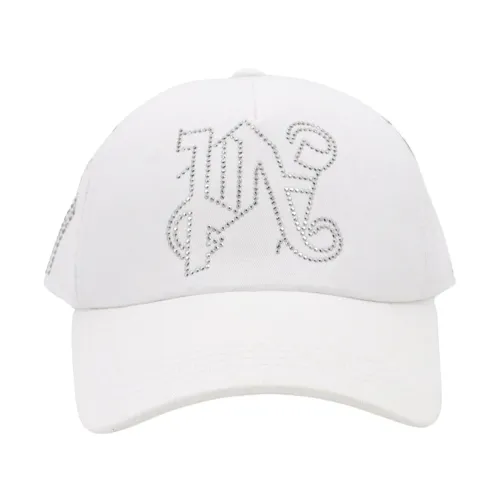 Palm Angels , Cotton Hat with Rhinestone Details ,White male, Sizes: ONE