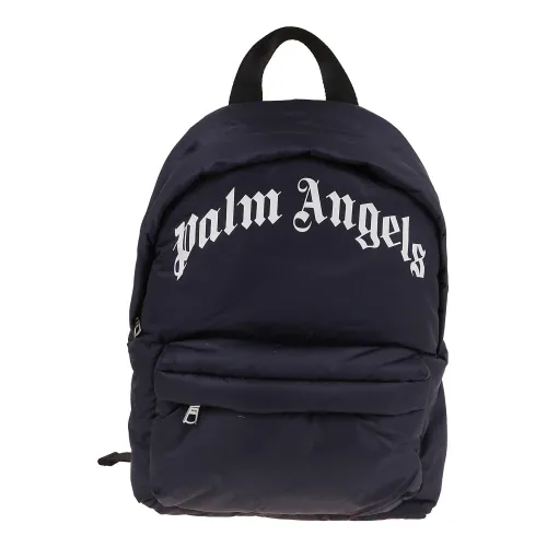 Palm Angels , Curved Logo Little Backpack - Stylish and Compact ,Blue male, Sizes: ONE SIZE