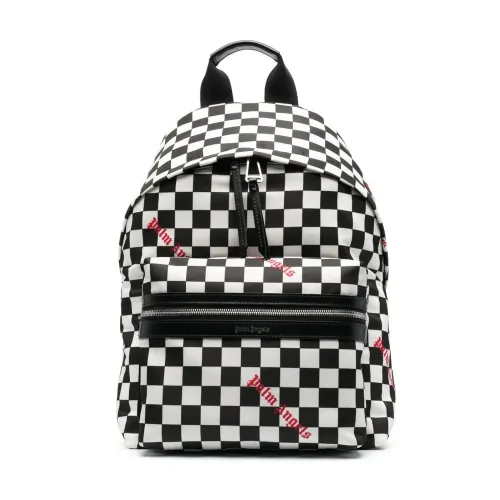 Palm Angels , Damier Check Logo Backpack ,Black male, Sizes: ONE SIZE