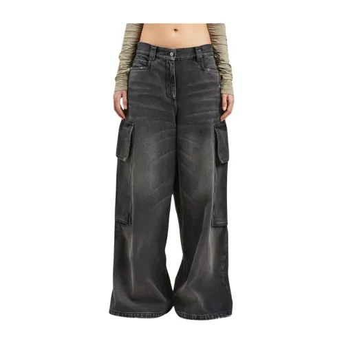 Palm Angels , Denim Parachute Jeans ,Black female, Sizes: