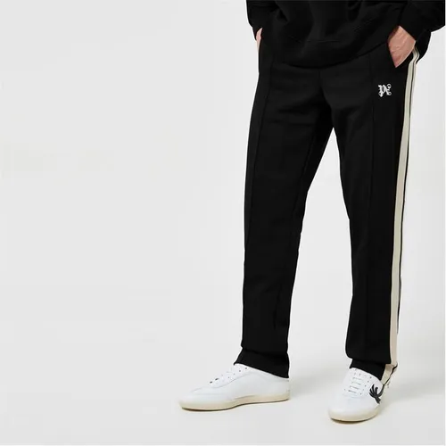 PALM ANGELS Embroidered Striped Jersey Track Pants - Black