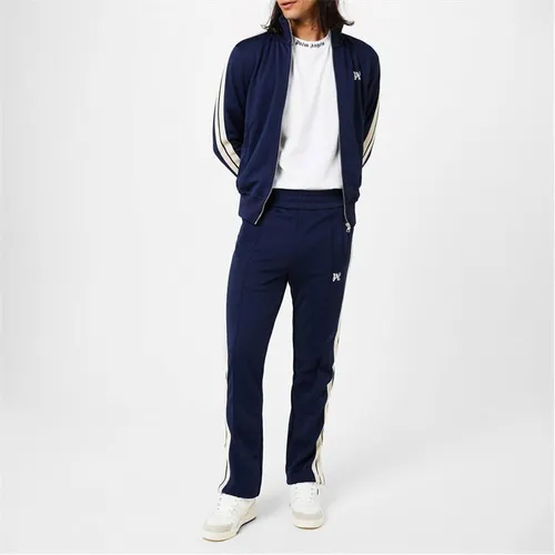 PALM ANGELS Embroidered Striped Jersey Track Pants - Blue