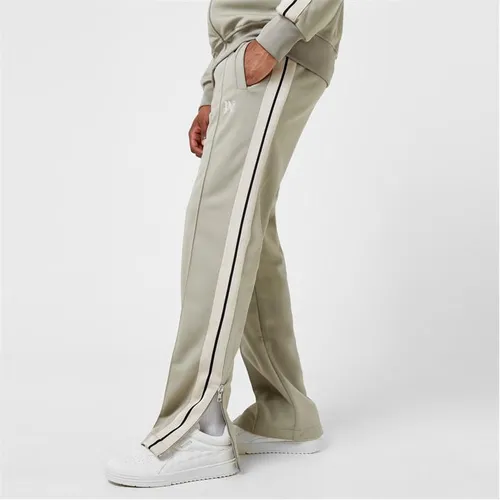 PALM ANGELS Embroidered Striped Jersey Track Pants - Grey
