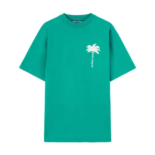 Palm Angels , Forest Green Palm Tree T-Shirt ,Green male, Sizes: