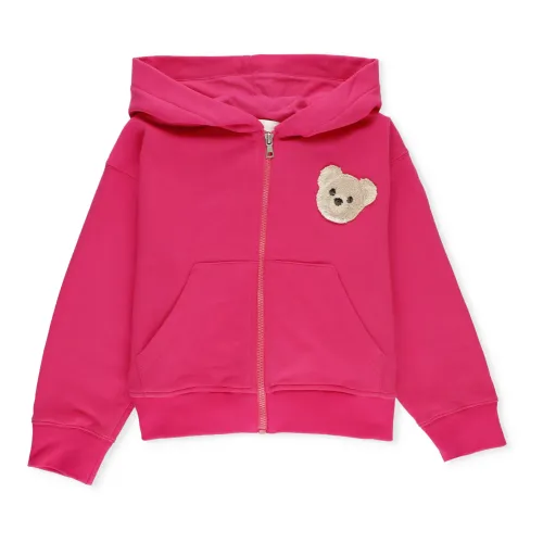 Palm Angels , Fuchsia Kids Cotton Sweatshirt with Bear Patch ,Pink female, Sizes: