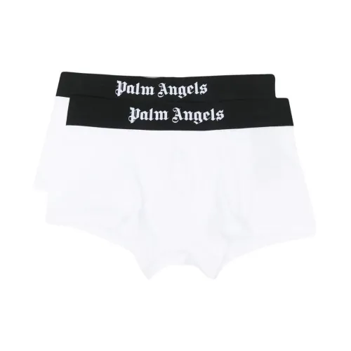 Palm Angels , Gothic-Inspired Boxer Shorts, White ,White male, Sizes: