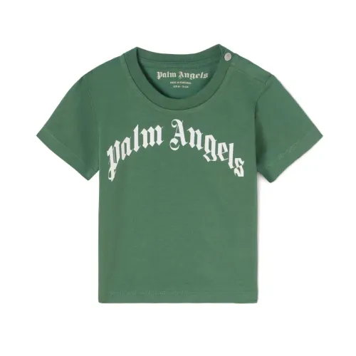Palm Angels , Green Kids T-shirt with Logo ,Green male, Sizes: