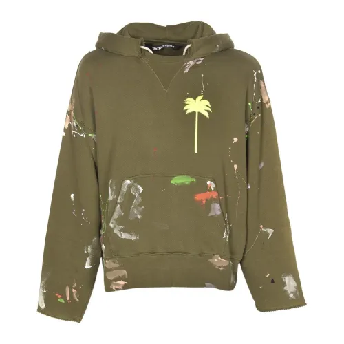 Palm Angels , Green Printed Sweatshirt for Men ,Green male, Sizes: