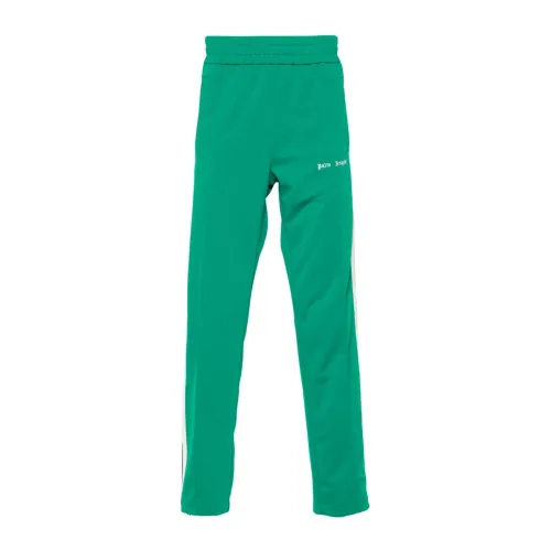 Palm Angels , Green Trousers with Side Stripe Detailing ,Green male, Sizes: