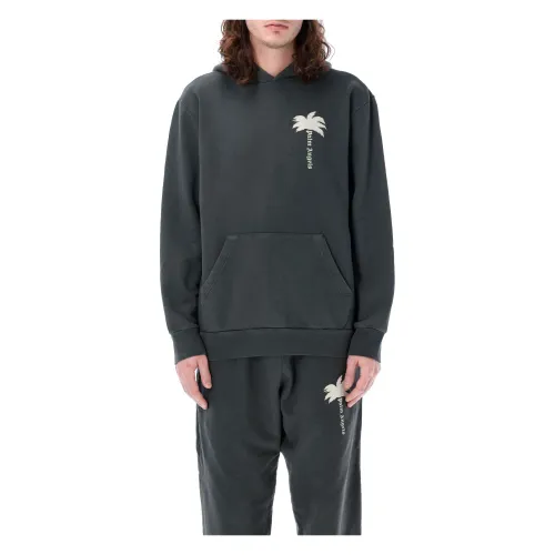 Palm Angels , Grey Knitwear with Palm Tree Logo ,Gray male, Sizes: