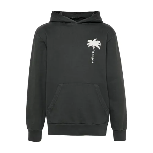 Palm Angels , Grey Logo Print Sweater ,Gray male, Sizes: