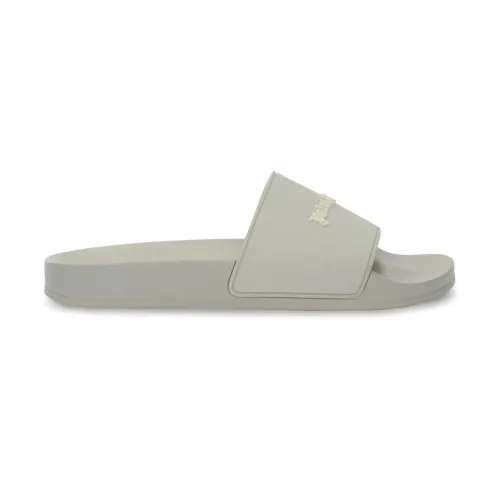 Palm Angels , Grey Logo Rubber Slipper Sandals ,Gray male, Sizes: