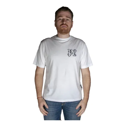 Palm Angels , Iconic PA Logo T-Shirt, White ,White male, Sizes: